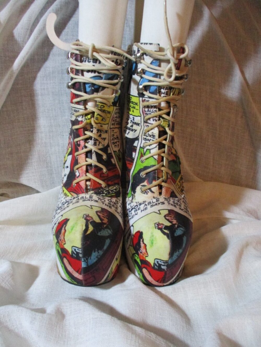 JEFFREY CAMPBELL Black Milk x COMIC BOOK wedge bootie PLATFORM High Heel Shoe - Picture 6 of 6